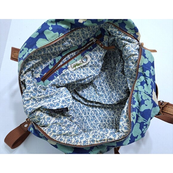 Vintage Key Per FOSSIL Large Floral Duffle Bag Weekender Travel Tote Bag Blue - Picture 11 of 13